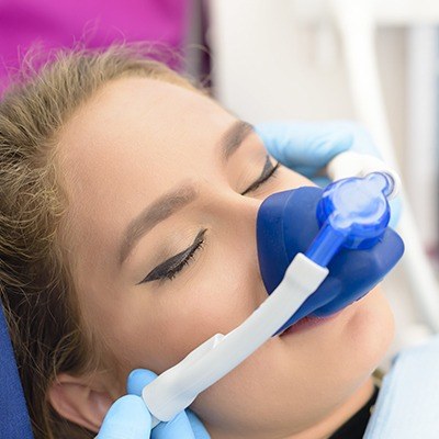 Patient with nitrous oxide nasal mask